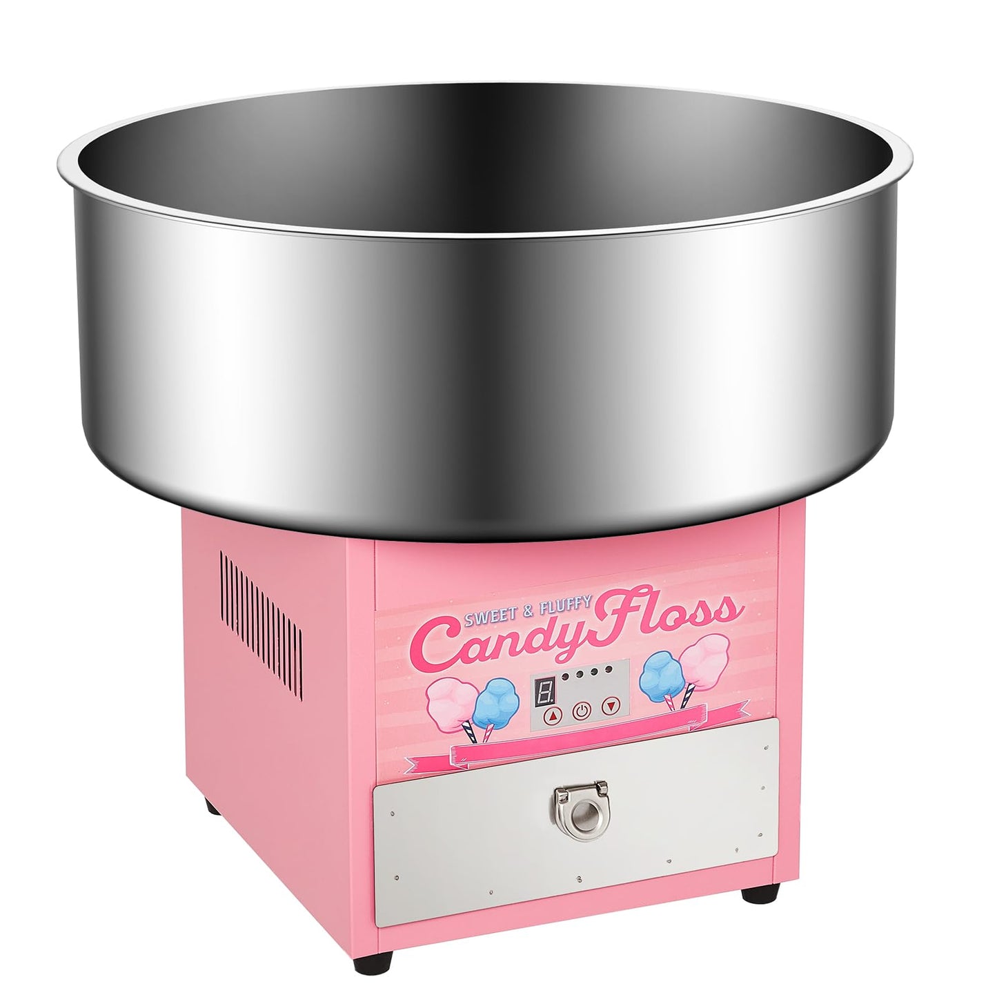 Candy Cotton Machine for Kids, Electric Commercial Candy Cotton Maker with 20 in Stainless Steel Bowl for Home Family Party Festival Pink
