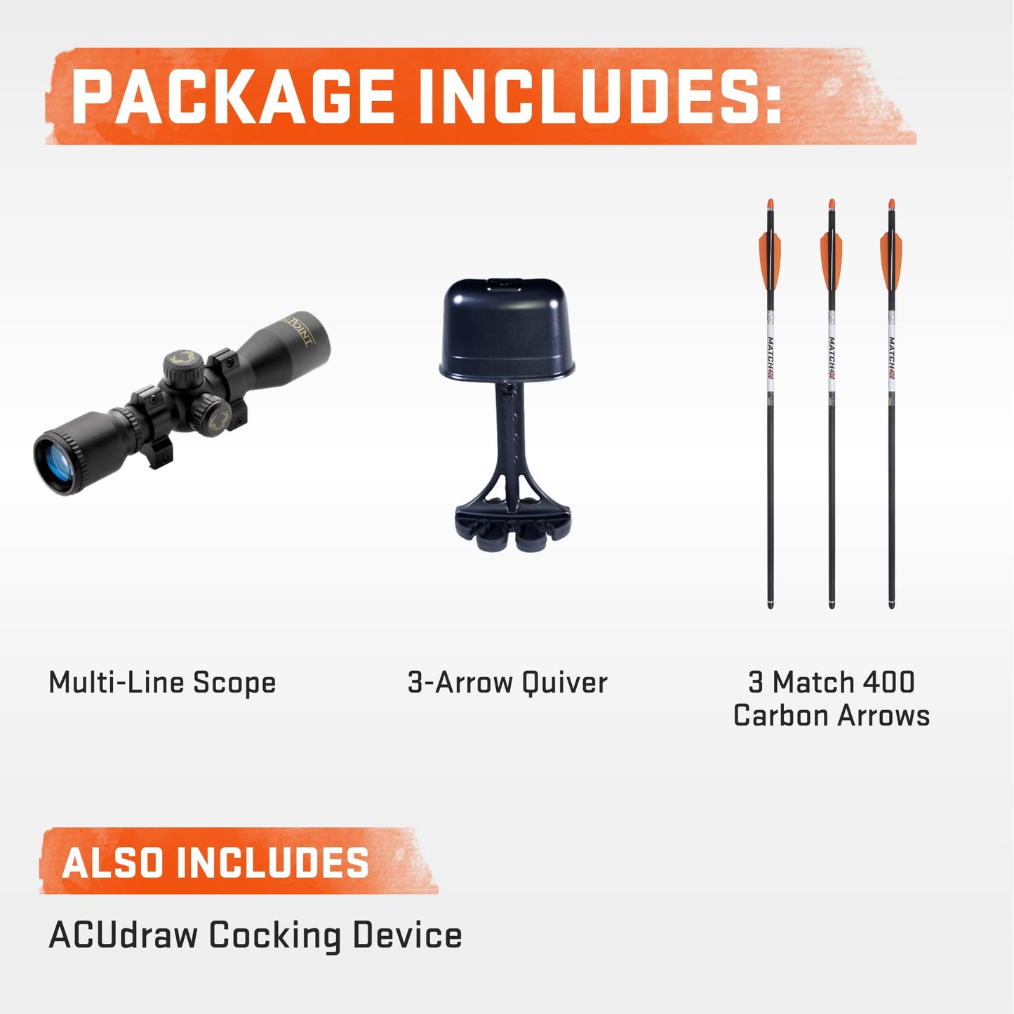 Wicked Ridge by TenPoint Commander M1, Peak Camo - 380 FPS - Includes Built-in ACUdraw, Multi-Line Scope & Three Match 400 Carbon Arrows - American-Built, Narrow Profile All at $599.99