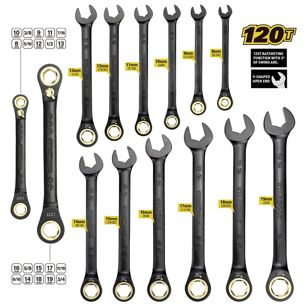 STARWORK TRUE MECHANIC 312-Piece Mechanics Tool Set and Socket Set, Professional【Pliers Wrench 】 SAE/Metric