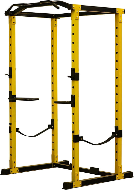 ELevon Power Cage Squat Rack for Home Gym - Multifunctional Exercise Equipment with Attachments, Black