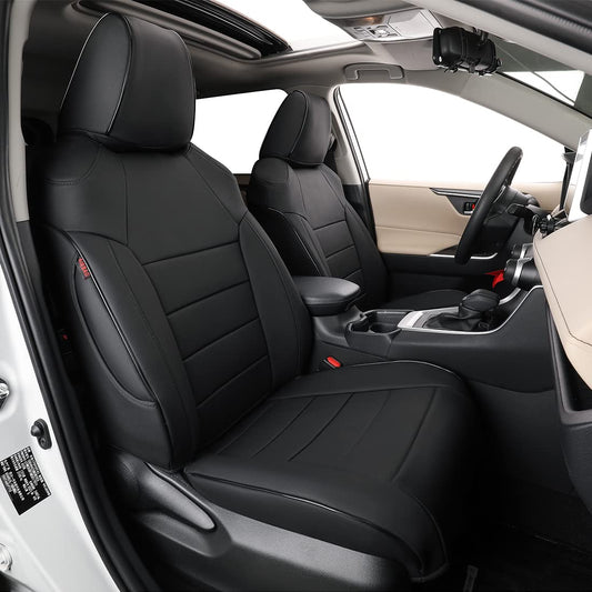 EKR Rav4 Seat Covers Custom Fit for Toyota Rav4 2021-2024 Prime SE,XSE & 2019-2025 Hybrid/PHEV SE,XSE, Leather Car Seat Cover Full Set for SUV,Faux Leather(Black)