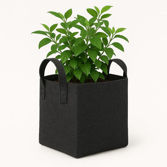 HYK MART Square Geo Fabric Grow Bag 400 GSM Durable Breathable UV Resistant Reusable Plant Container for Herbs, Vegetables Flowers Space Saving Gardening Pack of 2 (15 inch) (Black)