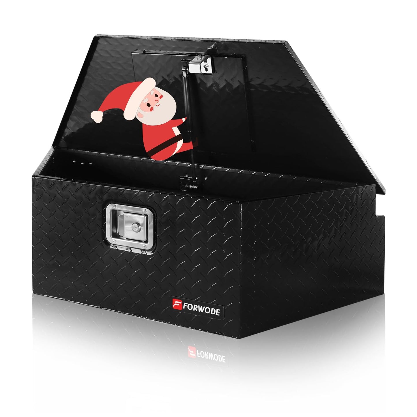 FORWODE 39 Inch Trailer Tongue Box Aluminum Trailer Tool Box for Storage Toolbox, Aluminum Diamond Plate Trailer Tongue Box with Lock - Black