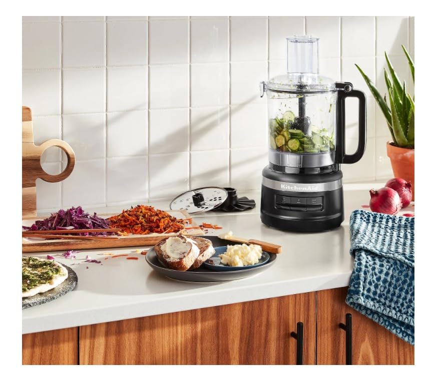 KitchenAid 9-Cup Food Processor Plus Julienne Disc Slice Shred Chop Stir Whipping Dough blade Black Matte