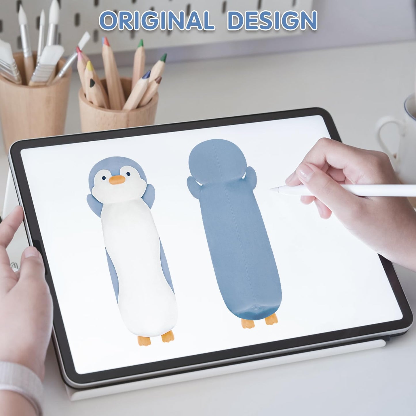 Dalmao 36" Penguin Stuffed Animal, Soft Jumbo Long Cuddle Pillow, Cute Blue Penguin Plush Body Pillow Plushies Toy Gift for Kids, Boy and Girls Birthday, Easter