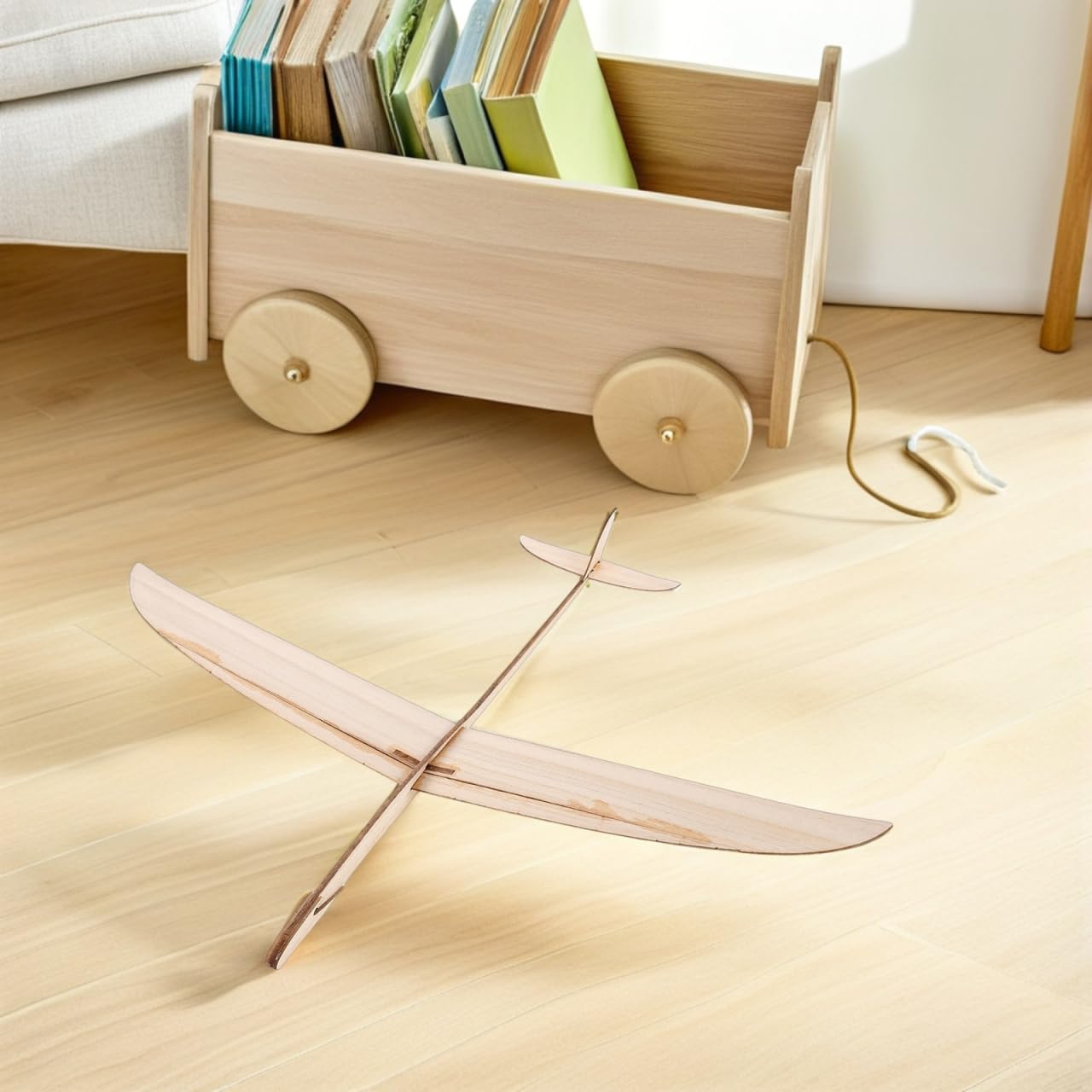FOYTOKI Wooden Hand Thrown Glider Plane Kit DIY Model Aeroplane for Boys and Girls Adults Hand Launch Glider for Indoor Outdoor Play