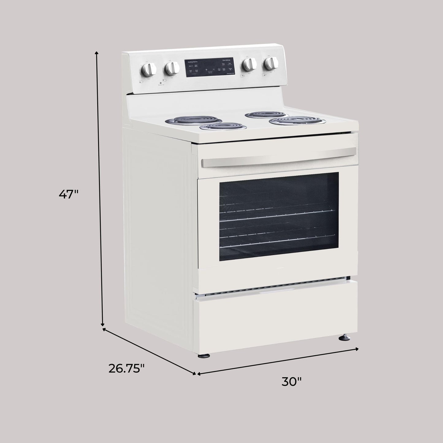 Kenmore 30” Electric Range with 5.0 cu. ft. Oven, Coil Cooktop, LED Touch Controls, Dual Oven Racks, Storage Drawer, Stainless Steel Electric Stove with 4 Coil Burners