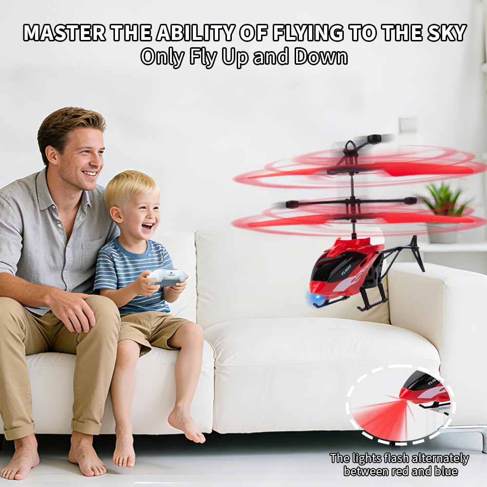 Remote Control Helicopter, Gesture Sensing Indoor Flying Helicopter Toys,RC Airplane for Teenages with 10Mins Flight, RC Helicopters for Kids with Light,Birthday Gifts for Boys and Girls (Red)