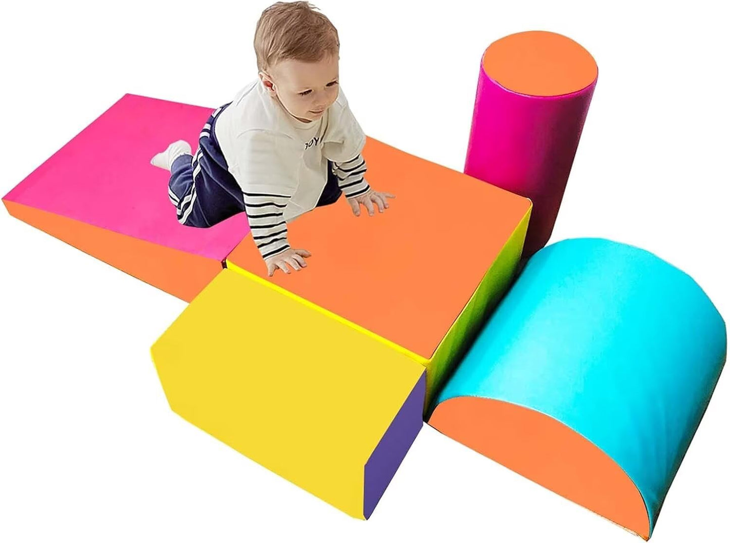 C-CHAIN Climb and Crawl Activity Play Set, Lightweight Soft Foam Blocks for Climbing, Crawling and Sliding, 5-Piece Set, Indoor Climbing Toys for Babies, Kids, Toddlers, Preschoolers