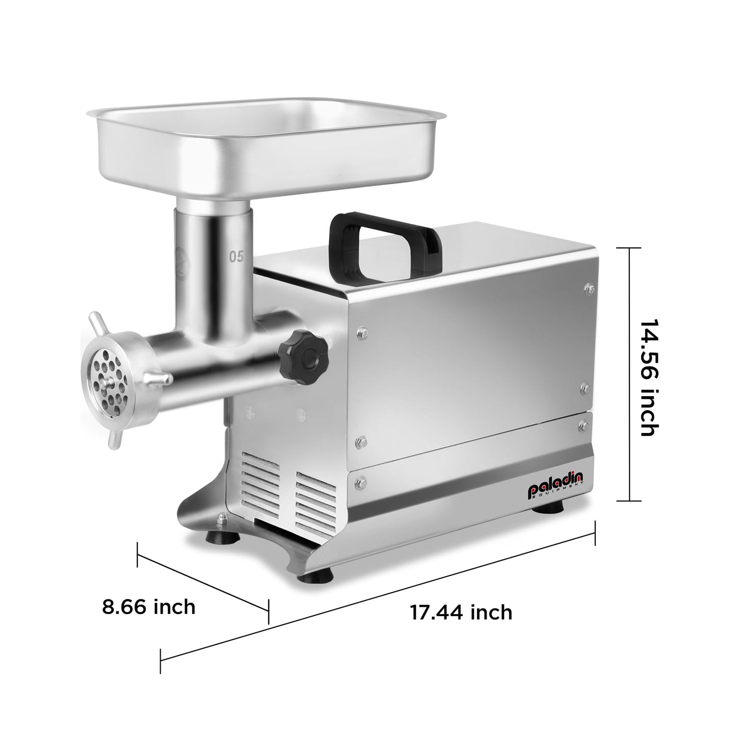 Paladin Equipment #5 Commercial Stainless Steel Electric Meat Grinder Machine, 240lbs/h, 0.4HP Heavy Duty Meat Grinder with Sausage Stuffer for deer processing, Pet Food, Heavy Use
