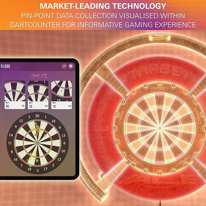 Target Darts Omni Dartboard Auto Scoring Ring with LED Lights | Dart Board Score Camera, Magnetic Dartboards Light System, Surround Ring Lighting, Record Dart Scores