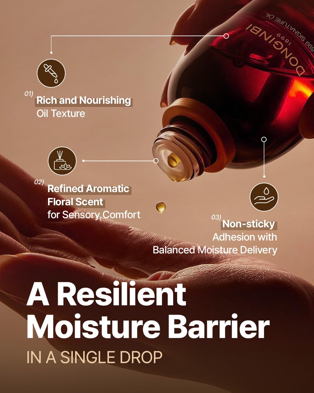 Donginbi 1899 Signature Oil - Skin Barrier Repair & Firming Face Oil for Women, Jojoba Seed Oil & Sweet Almond Oil for Sensitive Skin, Korean Red Ginseng Skin Care, 0.88 floz / 25ml