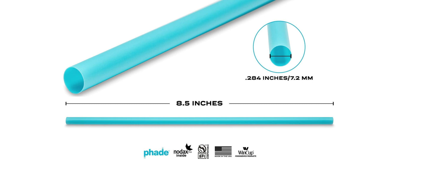 phade Eco-Friendly 8.5" Giant Drinking Straws 1,200 Count - Sustainable Marine Biodegradable Compostable, Individually Wrapped, 4 Pack