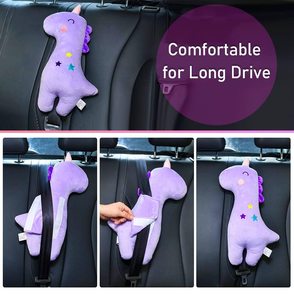 Barelove Seat Belt Cover Pillow for Kids, Car Seatbelt Cushion Shoulder Neck Support Protector Pad, Soft Stuffed Plush Travel Vehicle Belts Strap Pillow for Kids Headrest Christmas Gifts (Unicorn)