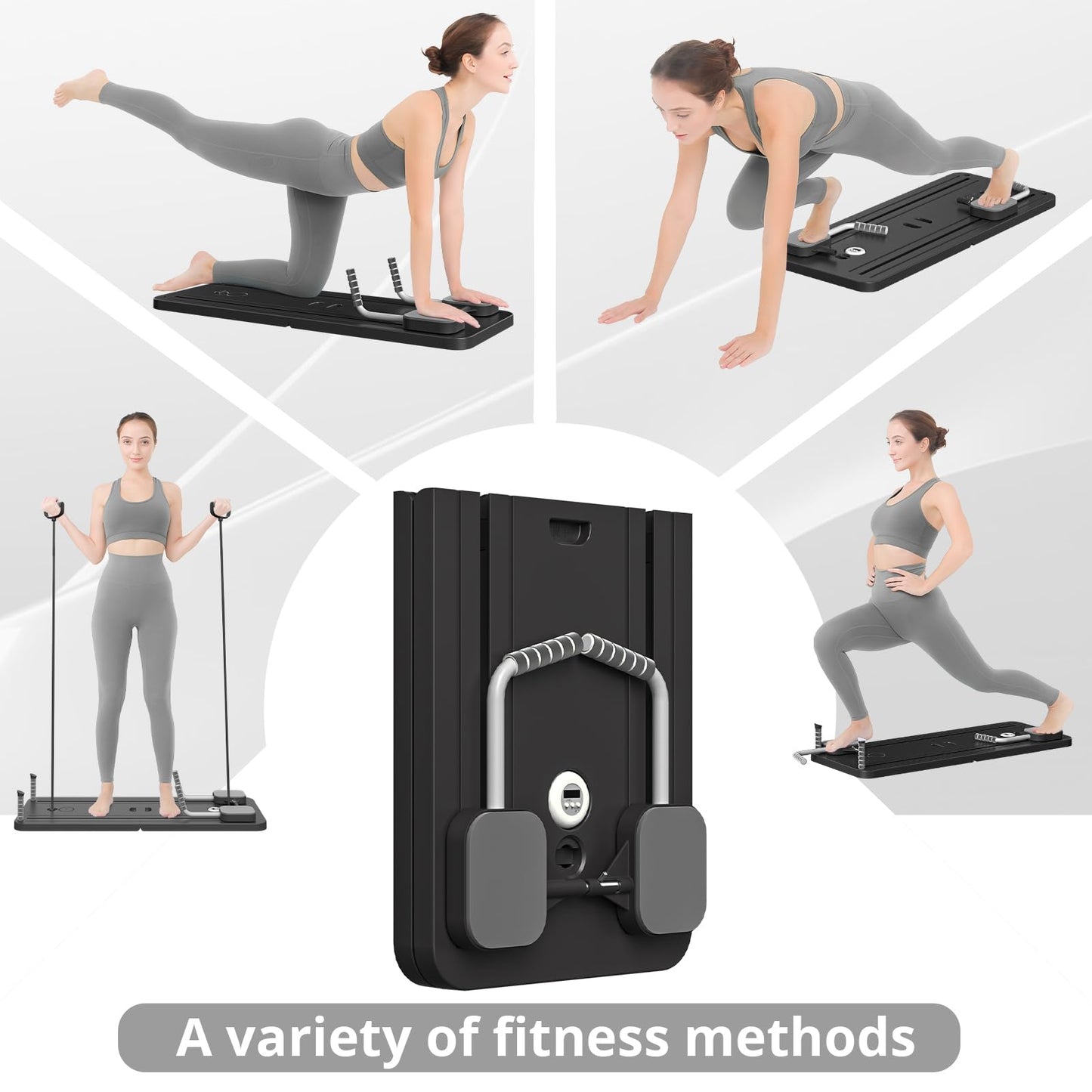 JANUA Pilates Board - Pilates Reformer Set, Multi-Purpose Foldable Pilates Reformer Board for Home, 5 in 1 Pilates Sliding Board (Black)