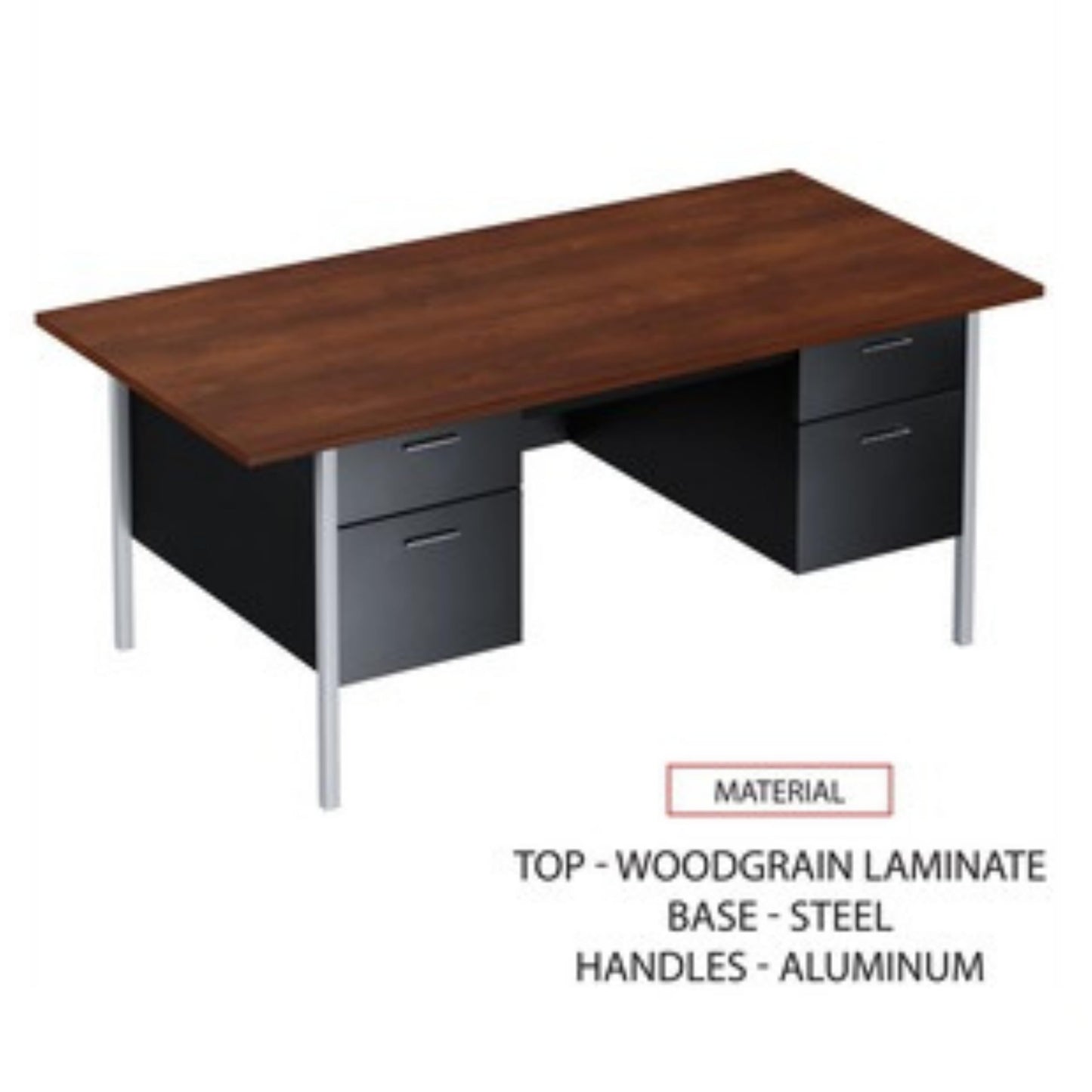 Alera Double Pedestal Steel Desk, 72" X 36" X 29.5", Mocha/Black