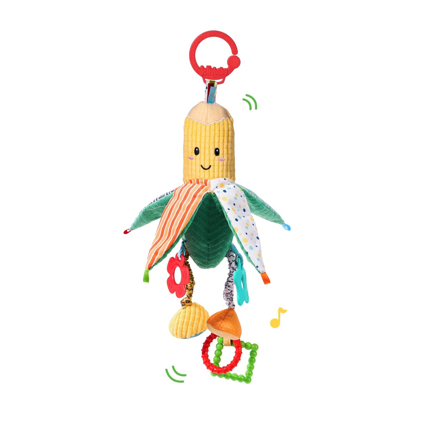 PHEZAPA Hanging Rattles Crib & Car Seat Toys for Babies 0-12 Months with Crinkle, Squeaky & Teether, Sensory Corn Soft Stuff Stroller Toys for Newborns, Boys Girls Gifts