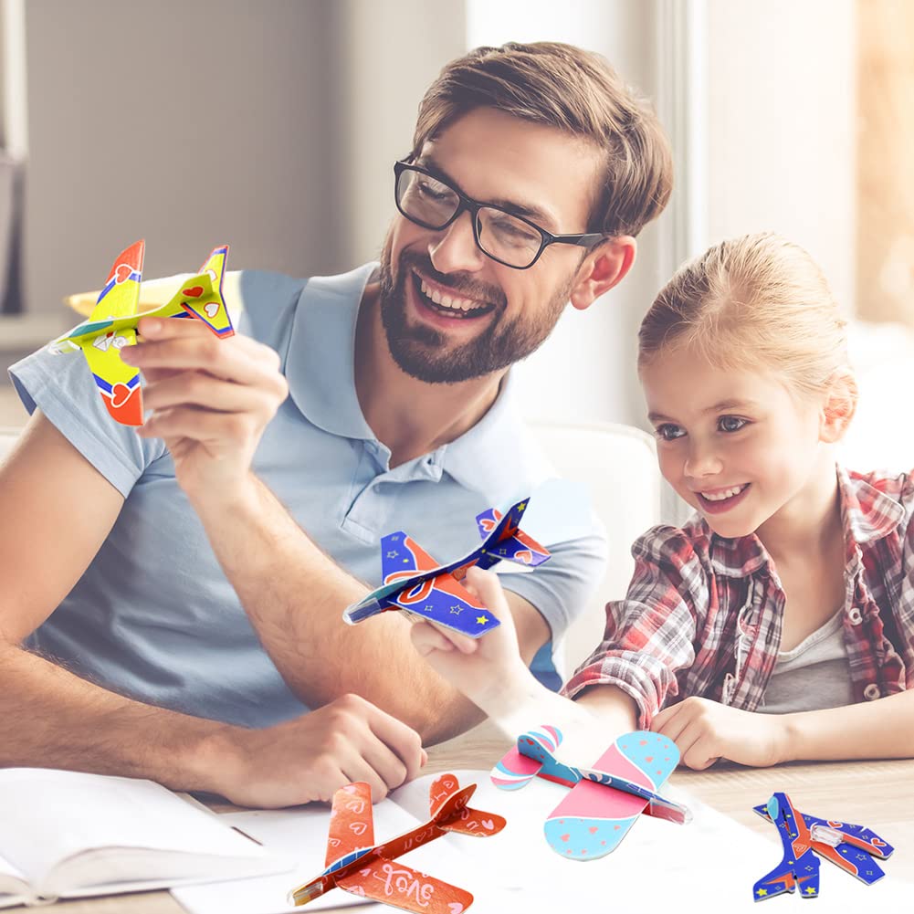 WODMAZ Foam Airplanes Toys for Kids, 7 Different Designs Foam Planes for Boys Girl School Classroom Exchange Prize, Fun Planes Easter Party Favors Easter Basket Stuffers