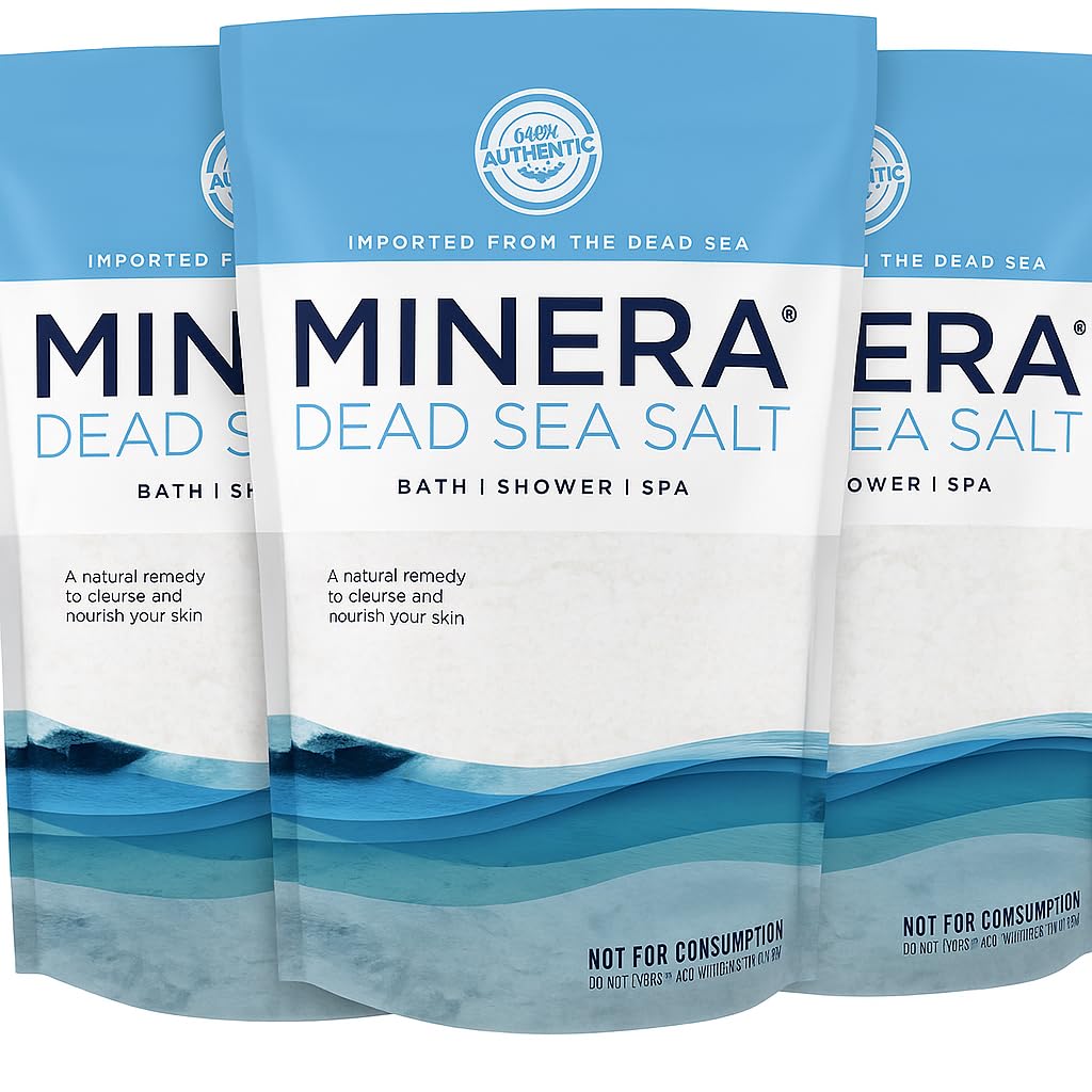 Minera Coarse Grain Dead Sea Salt for Bath & Soaking – 57 lbs (Qty. 3 x 19 lb. Bags), Fast-Dissolving, 100% Pure & Natural, Unscented, Skin-Nourishing Bulk Sea Salt