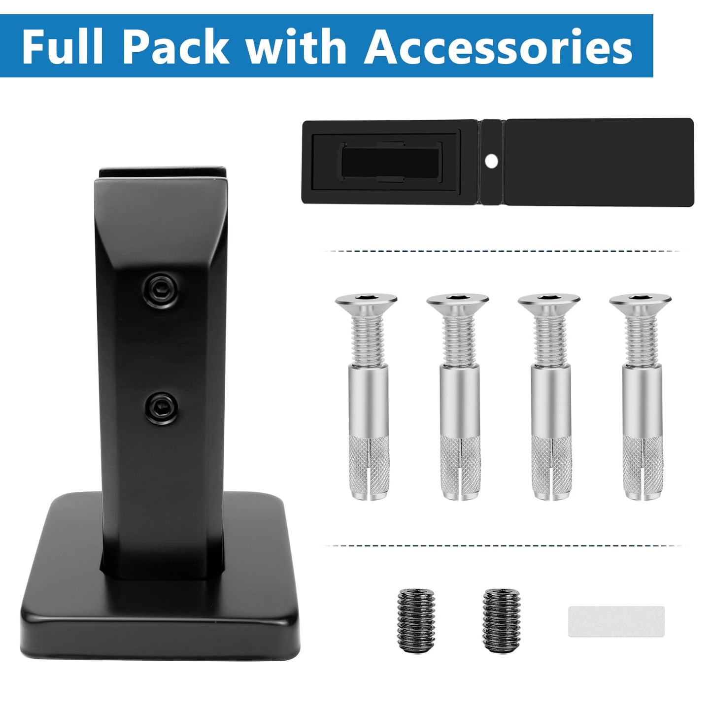LukLoy 10 Pack Marine Grade SS2205 Glass Pool Fence Spigot, Matte Black Railing Clamp Bracket for Deck Balcony Glass Railing Balustrade Handrail (10 Pack, Each NW 2.75lb, GW 3.52lb) - Level 3