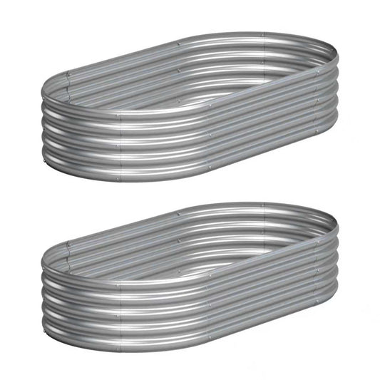 Yortrek Galvanized Raised Garden Bed Outdoor, 4x2x1ft(2Pack) Metal Heavy Duty Planter Boxes for Gardening, Easy Assemble Bottomless Small Oval Plant Container Kit for Vegetable, Flower, Fruit, Silver