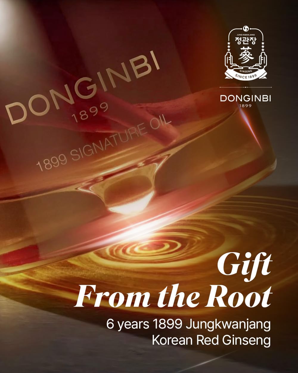 Donginbi 1899 Signature Oil - Skin Barrier Repair & Firming Face Oil for Women, Jojoba Seed Oil & Sweet Almond Oil for Sensitive Skin, Korean Red Ginseng Skin Care, 0.88 floz / 25ml