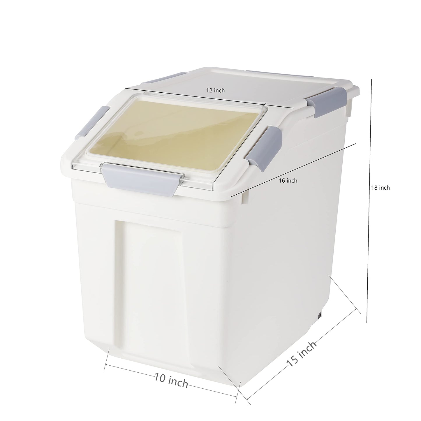 EonTone Flour Storage Container 25 Liters (30 Lb‎) Pack-6 with Lockable Lid Wheels BPA-Free Ingredient Storage Bins