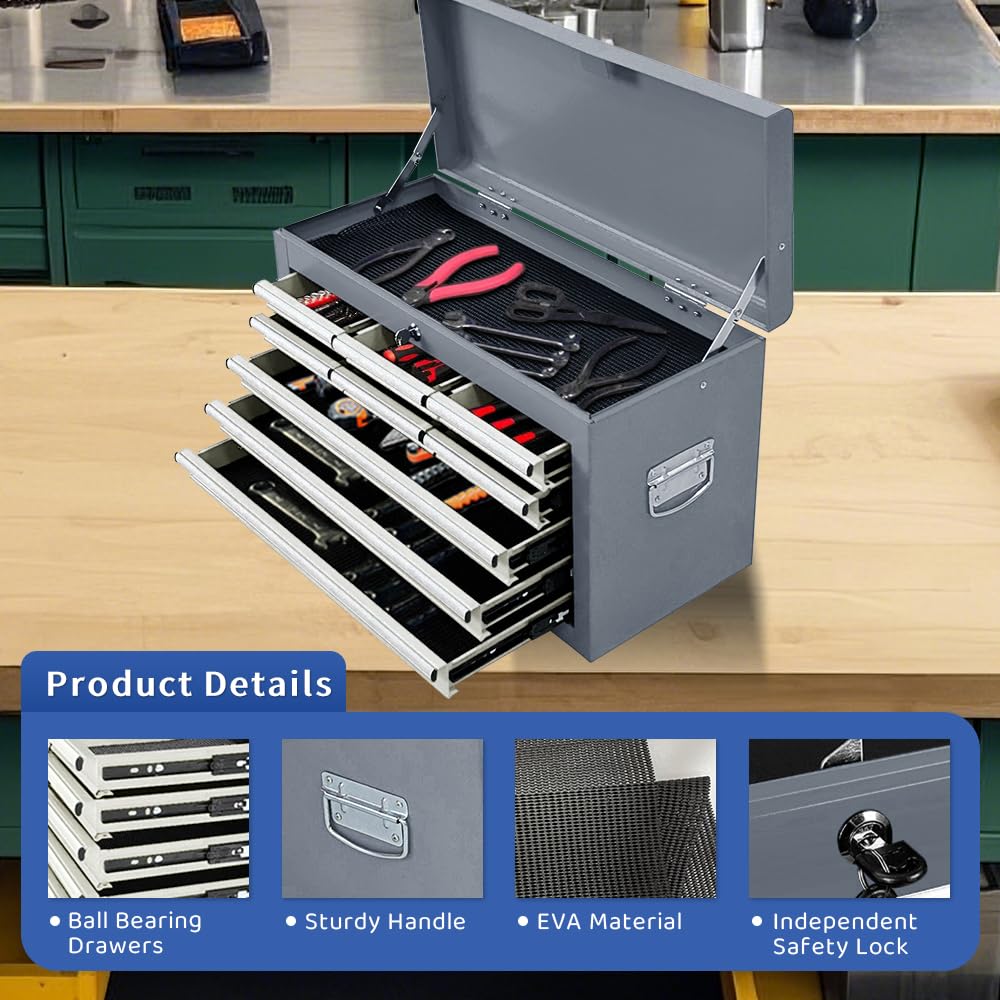 Sormols 13-Drawer Rolling Tool Chest, 2 in 1 Detachable Tool Chest,Tool Box with Drawers and Wheels, Large Tool Cabinet with Lock, Metal Standing Toolbox for Garage Workshop-Gray&White