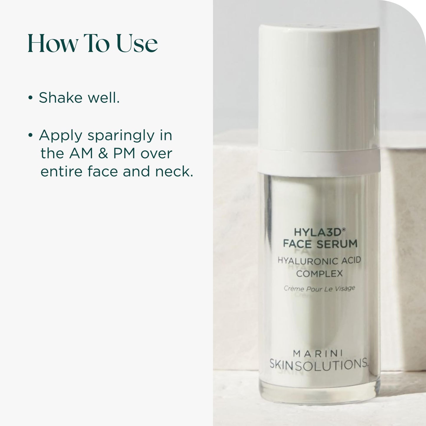 Marini SkinSolutions Hyla3D Face Serum - Patented Hyaluronic Acid Complex - Long-Lasting Skin Hydration - Good for Fine Lines, Wrinkles, Laxity, Volume - All Skin Types - Made in the USA - 1 fl oz