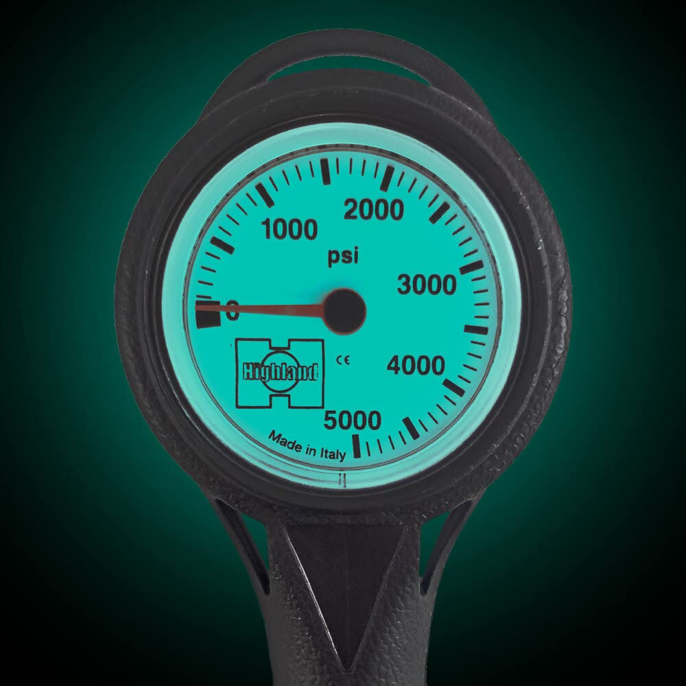 XS Scuba Highland Thin-Line Pressure Gauge - Complete (Imperial/Miflex Hose)