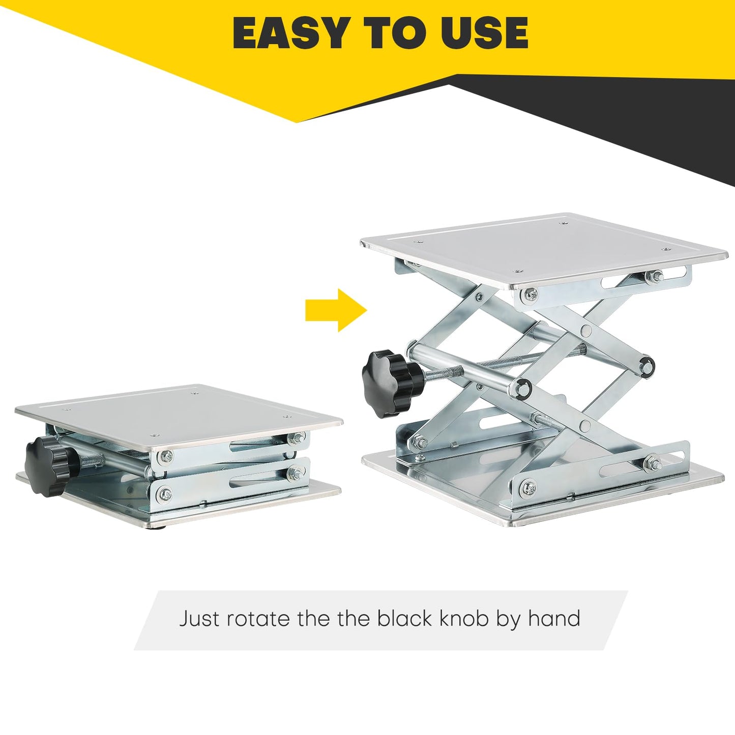 Acymner 8" x 8" Lift Table Lab Scissor Stand Platform | Stainless Steel Laboratory Lift Stand, Lab Lift Stand Table Lifting Jack Platform, Expandable Lift Height Range 3.3"/85mm to 11"/280mm