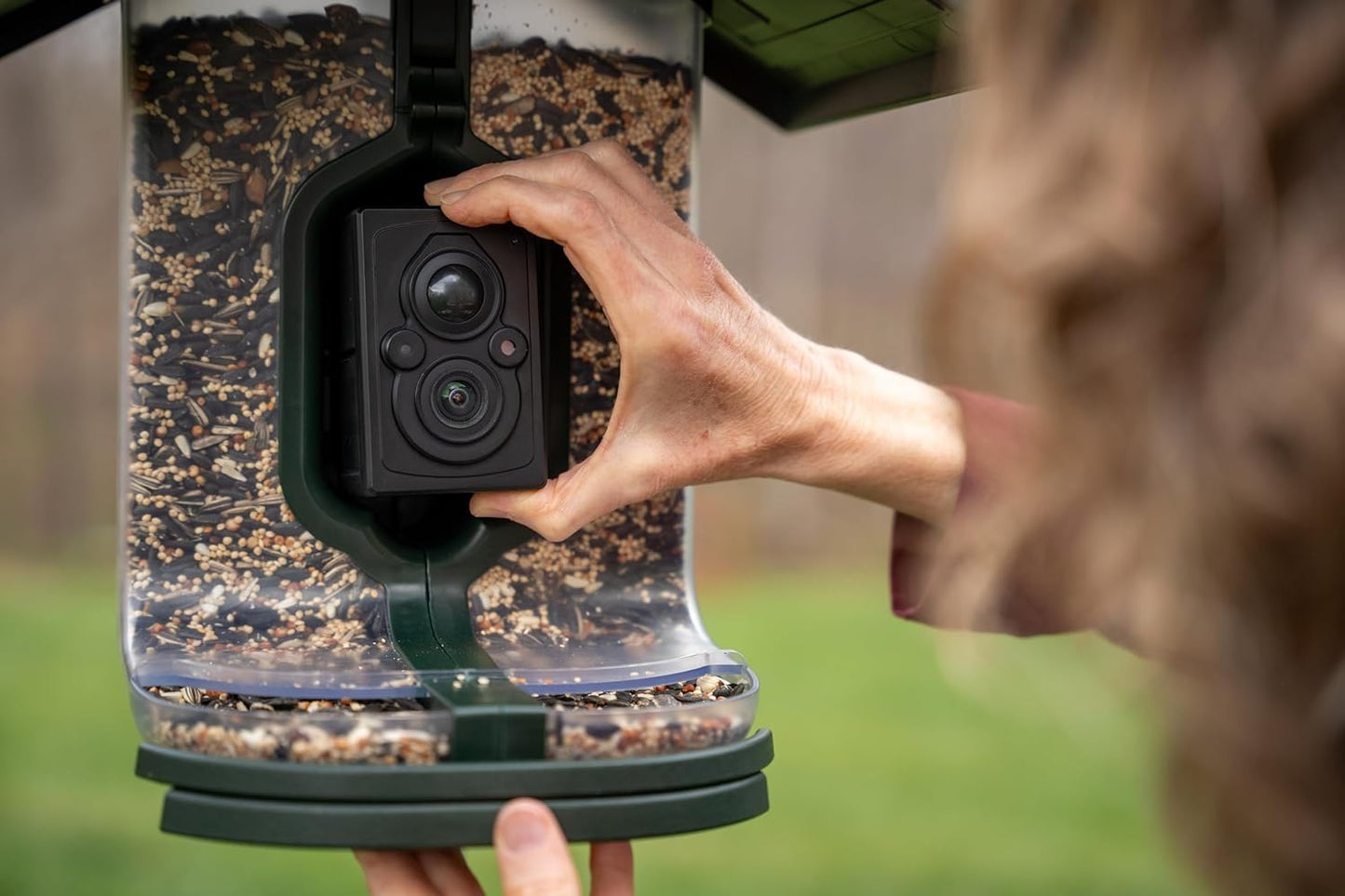 Bird Feeder with Camera with AI Identify Birds Species Solar Panel, Smart Bird House with Cam, 2K Live View, Instant Arrival Alerts, Dual Feeder, Includes Pole Stand