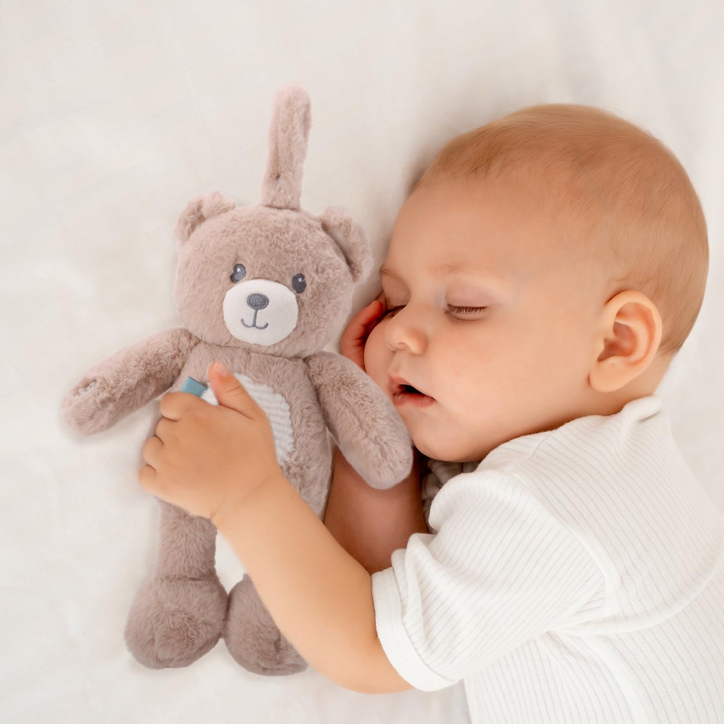 Linzy 10" Light-Up Baby Stroller Toy – Musical Bear Baby Soother, Soft Teddy Bear Plush Stuffed Animal with LED Night Light & Lullaby Music, Birthday Christmas for Newborns Toddlers Kids