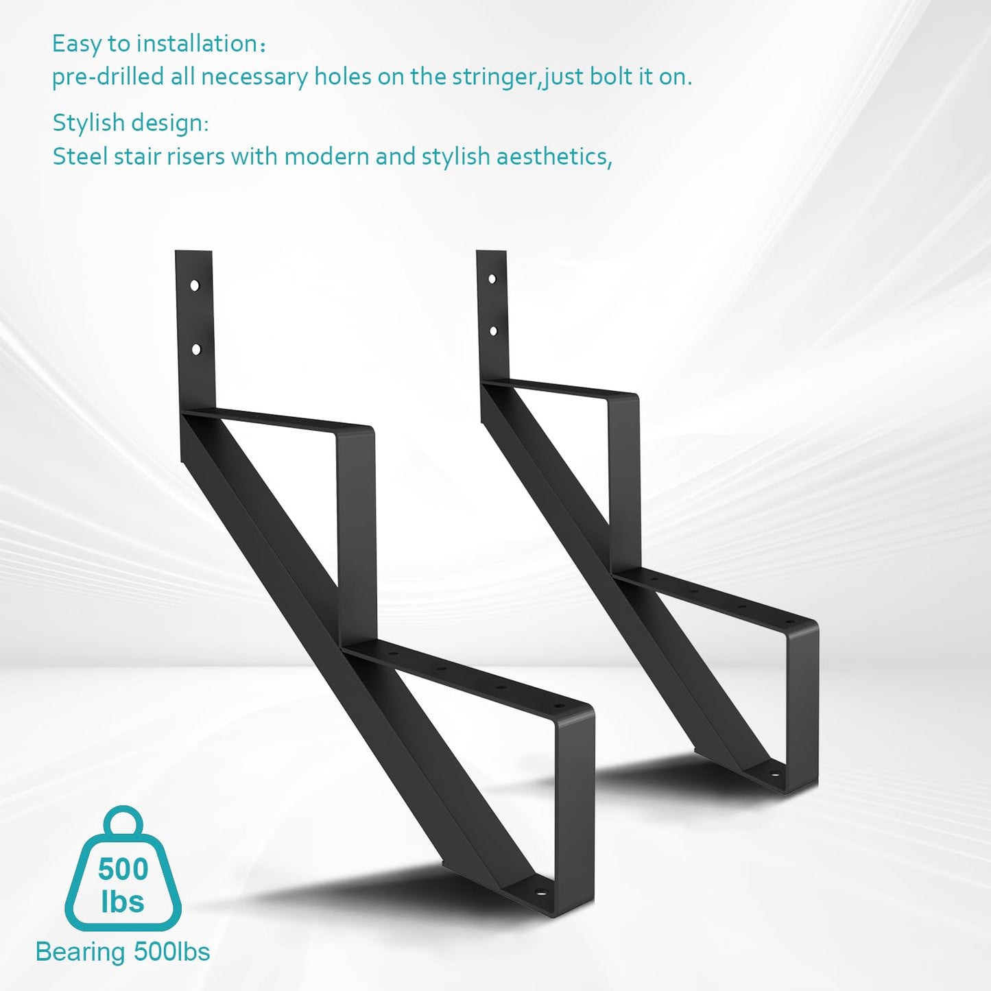 CCBOYSHARDWARE Steel Stair Stringer 10 Step, Metal Stair Riser with Pre-drilled Holes for 81in Deck Height, Heavy Duty Outdoor Steps, Max Load 500lbs,2 Pcs