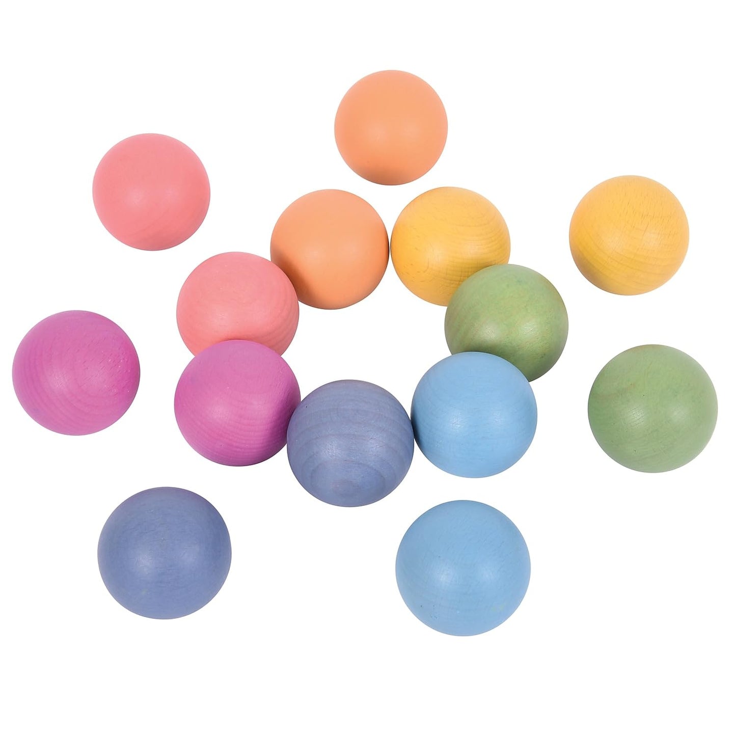 TickiT Rainbow Wooden Balls - Set of 14 - Loose Parts Wooden Toy for Babies and Toddlers 10m+ - Inspire Curiosity and Open-Ended Play