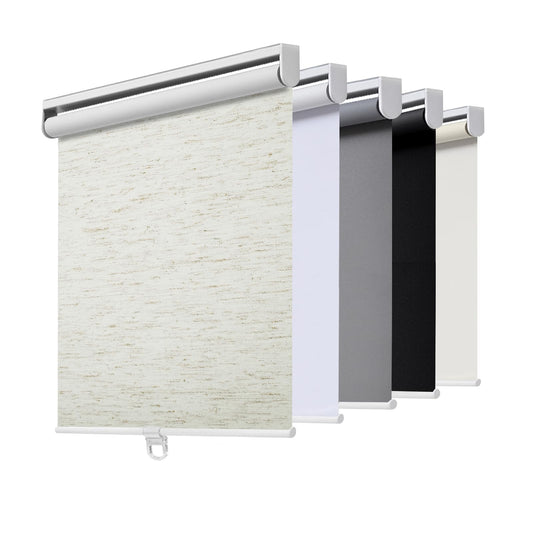 Cordless Roller Shades Blackout Blinds for Windows Room Darkening Rolled Up Shades with Spring System, UV Protection Natural Linen Fabric Window Shades Door Blinds for Home（23" W x 72" H, Linen Cream