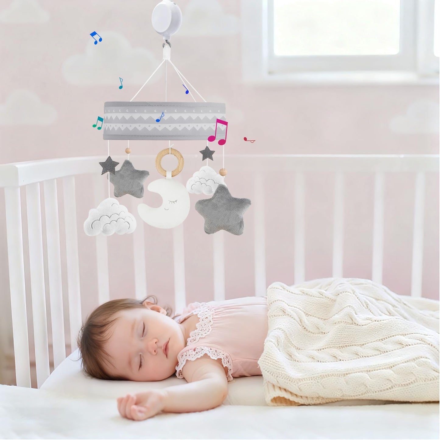 Lovvie & Joy Baby Crib Mobile,Mobile for Crib with 35 Lullabies and Stuffed Hanging Toys for Newborns Boys and Girls,Goodnight Moon Nursery Decor