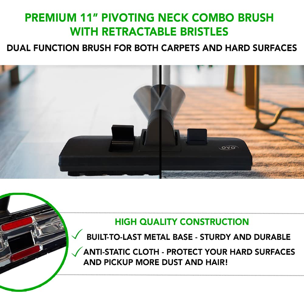 OVO Central Vacuum Standard Kit, with 30/35/40/50ft Low-Voltage Hose, ON/Off Control at The Handle, 12’’ Combo Brush and Accessories, for Hard Surfaces and Carpets, B 40', Black, (KIT-LV40S)