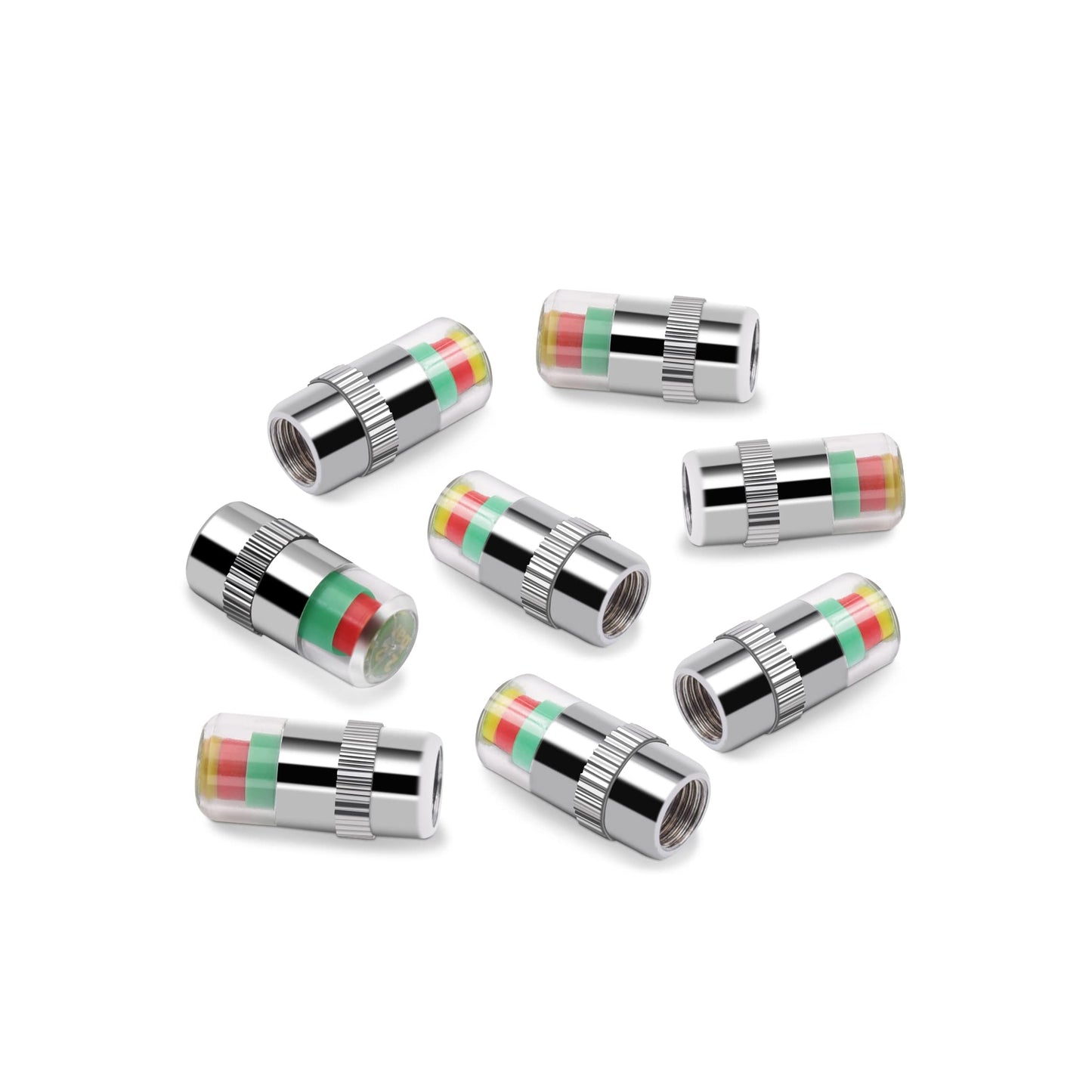 WNCGC 8Pcs 2.2Bar 32PSI Car Tire Pressure Monitor Valve Stem Caps Sensor Indicator 3 Color Eye Alert