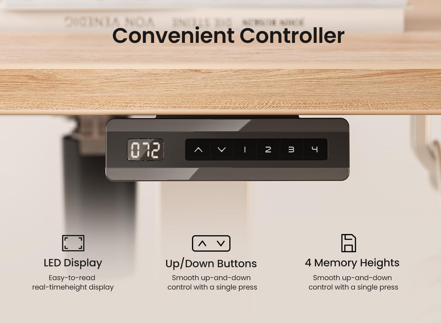 BANTI 55 × 28 Inches Standing Desk, Ergonomic, Electric Height Adjustable, Sit and Stand Up, Computer Desk with a Deeper Desktop, White Frame/Maple Top