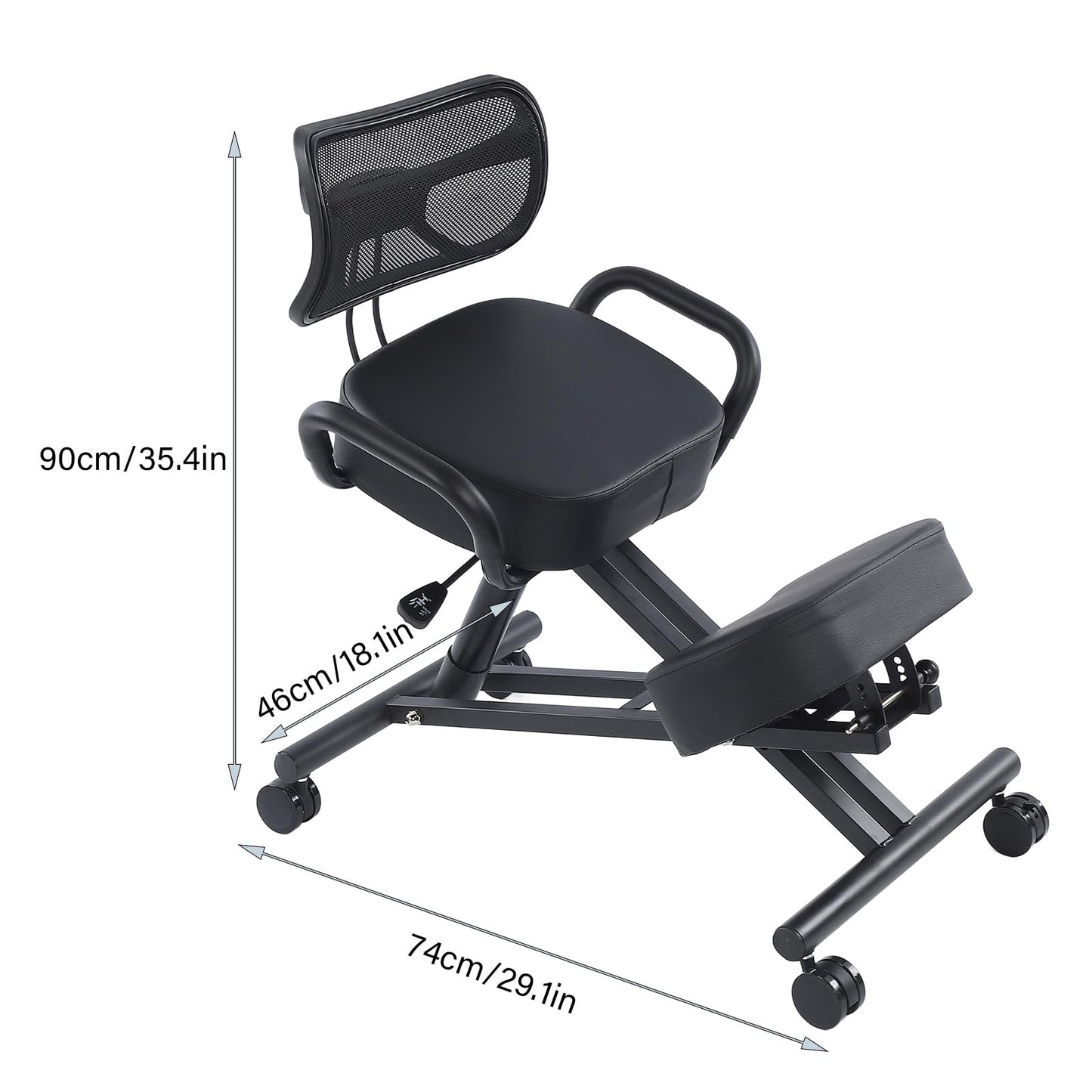Ejoyous Kneeling Chair, Pneumatic Posture Correcting Knee Stool with Cushion Height Adjustable Rolling Orthopaedic Desk Stool for Banking Meeting Room Office Home Reception