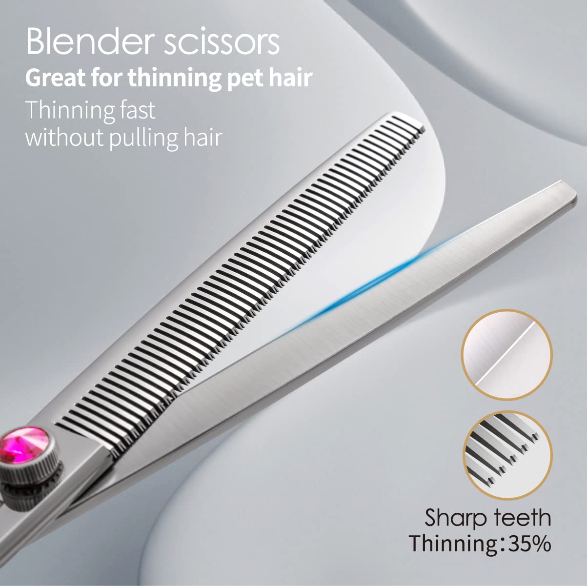FOGOSP Dog Grooming Scissors Kit 7 in Professional Curved Thinning Straight Chunkers Shears and Comb 5pcs Set for Grooming Dogs Cat Pet Japanese 440C Stainless Steel(7.0'',Kit)