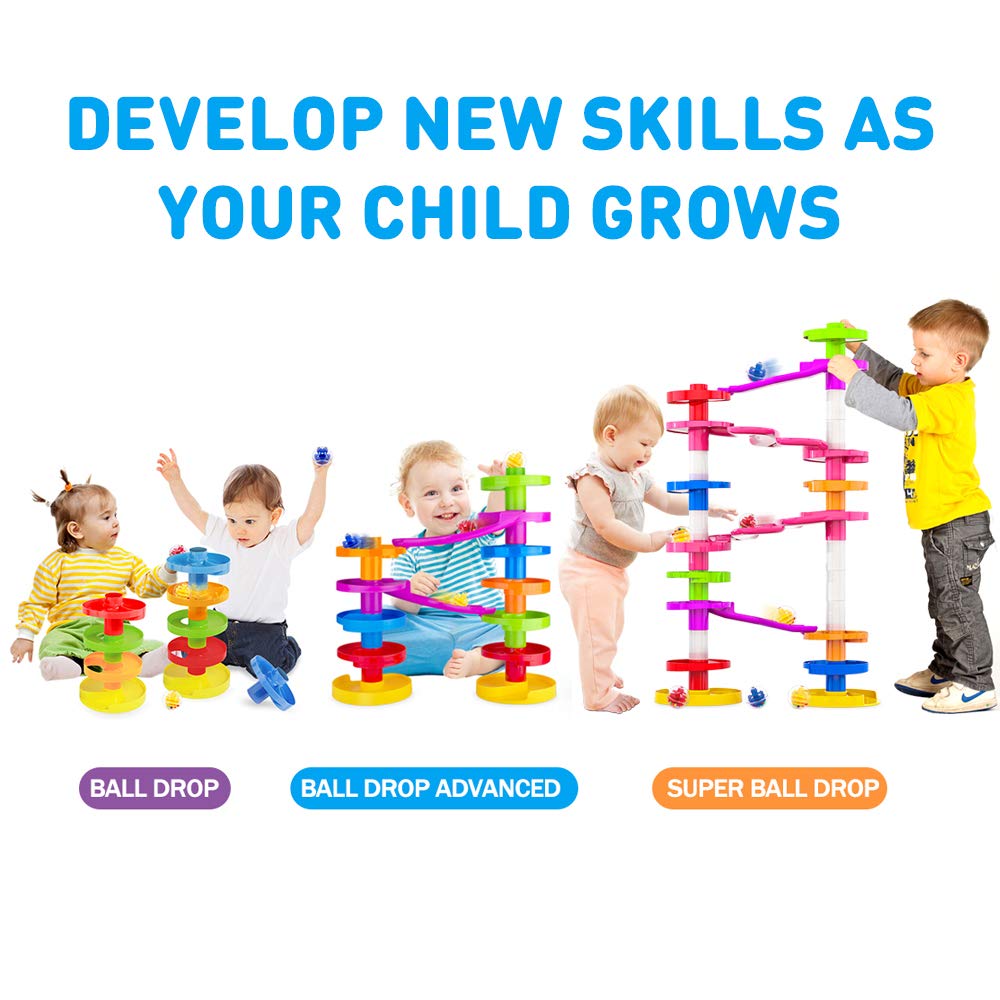 WEofferwhatYOUwant Ball Drop Toy – 14-Piece Expandable STEM Tower Set for Toddlers 9M+ | DIY Bridge, 1.8" Rattle Balls, Stackable Ramps | Safe, Durable Polypropylene | Interactive & Imaginative Play