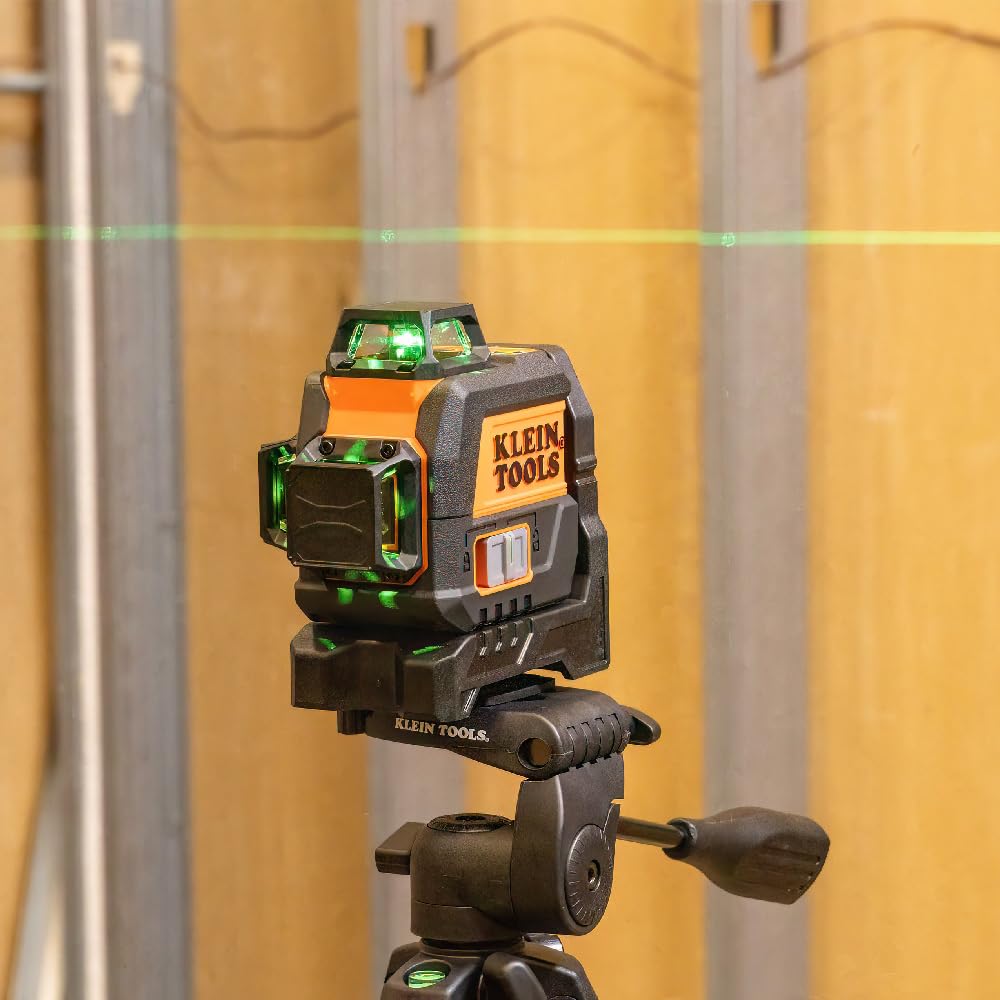 Klein Tools 93CPLG Compact Self-Leveling Laser Level, Bright Green Cross Line 360-Degree Laser Planes, Class 2 ≤ 1mW, Rechargeable, Magnetic Mount