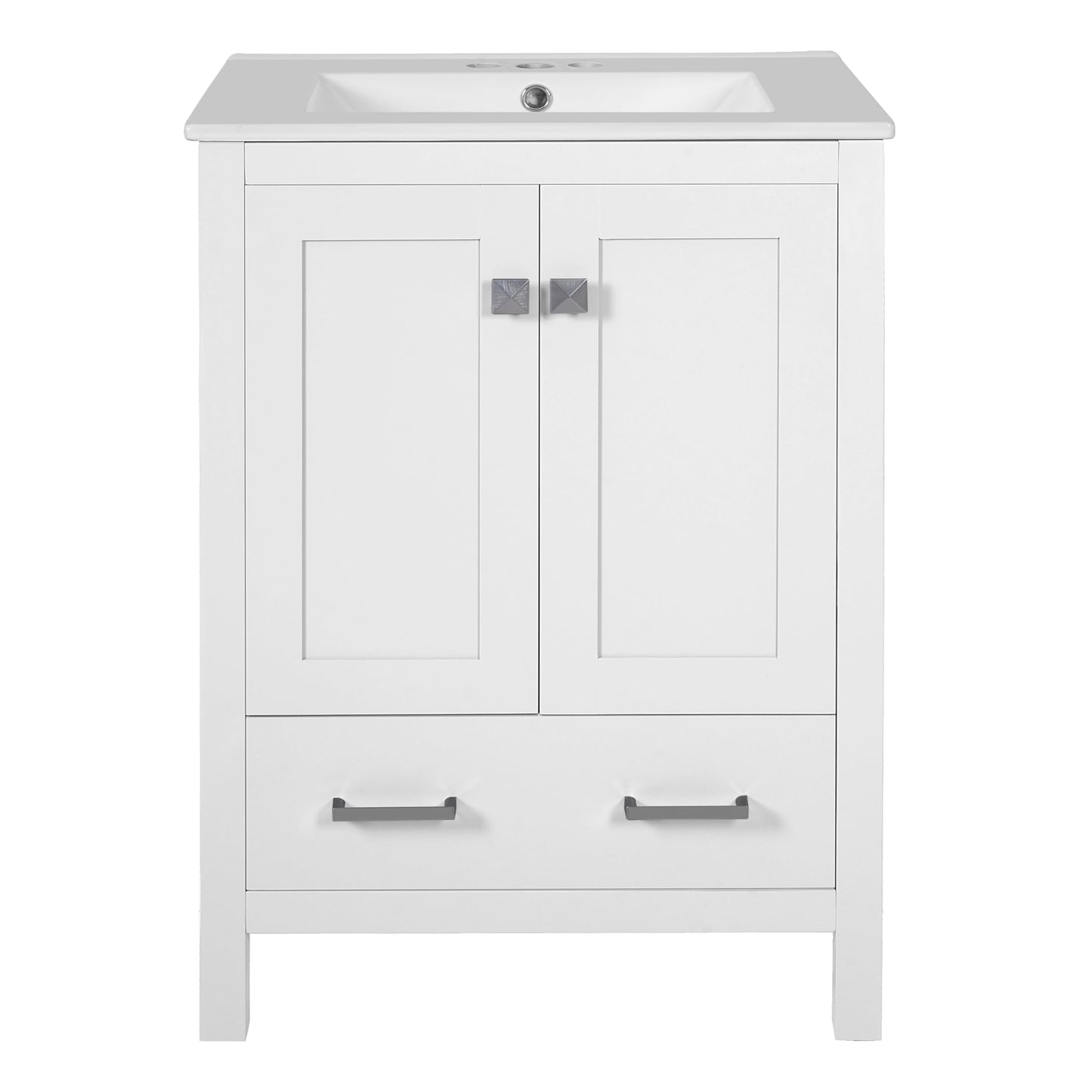 Favfurish 48" Bathroom Vanity with Ceramic Double Sink, Undermount Double Basin Vanity Set w/2 Divided Drawers and 4 Double-Layer Soft Close Doors & Built-in Shelf, Freestanding Storage Cabinet,White