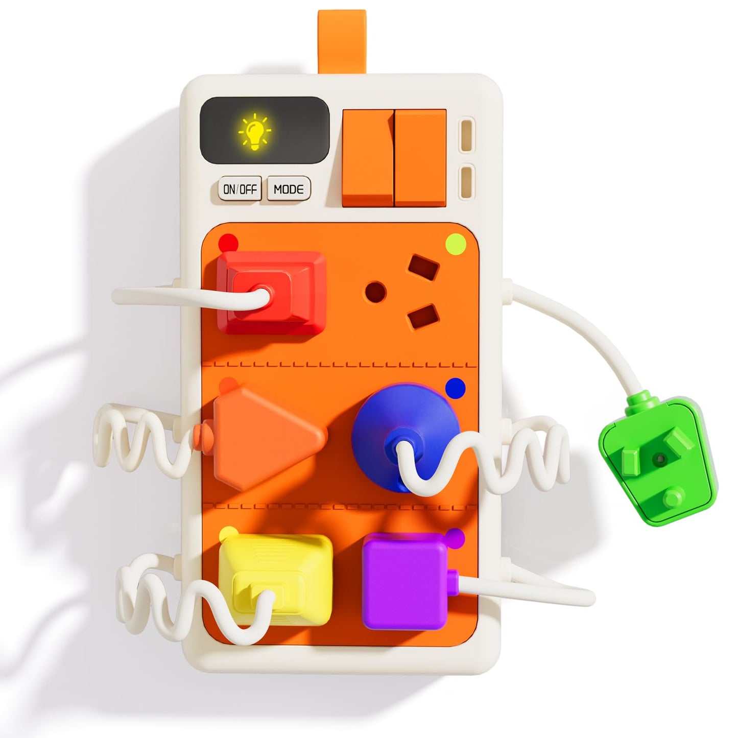 Aprilwolf 9 PCS Sensory Plug Outlet for Toddlers 2-3, Power Strip Montessori Toys for 18+ Months, Busy Board with Light & Sounds, Airplane Car Travel Toys Gift for Baby