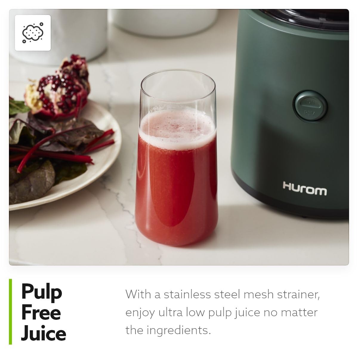 Hurom H320 Cold Press Juicer Machine, Easy to Clean Masticating Slow Juicer, Coarse Strainers, Self-Feeding, Hands Free, Family Size, Quiet Motor, Easy Assembly (Black)