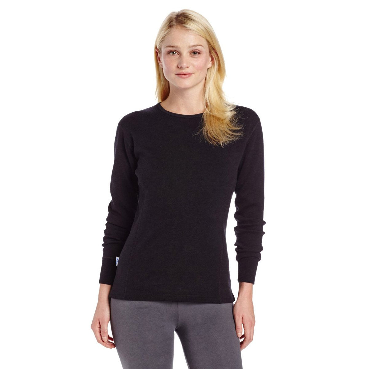 100% Merino Wool - Women's Expedition Weight Crew - Heavyweight Top - No Itch Renewable Fabric - Black - Medium