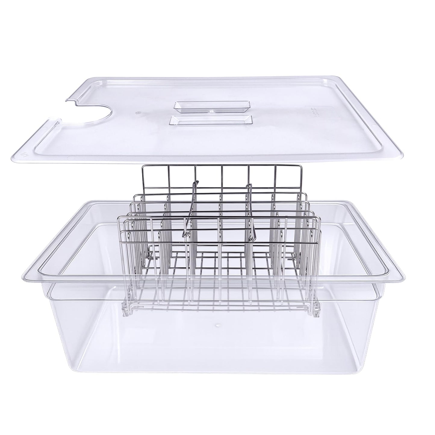 WELKOR 26 QT Sous Vide Container with Lid,Sous Vide Cookers Compatible with Anova, Joule, Nano, Wancle,Perfect for Chicken, Beef,Parties and Professionals (26 qt containers with lids and racks)