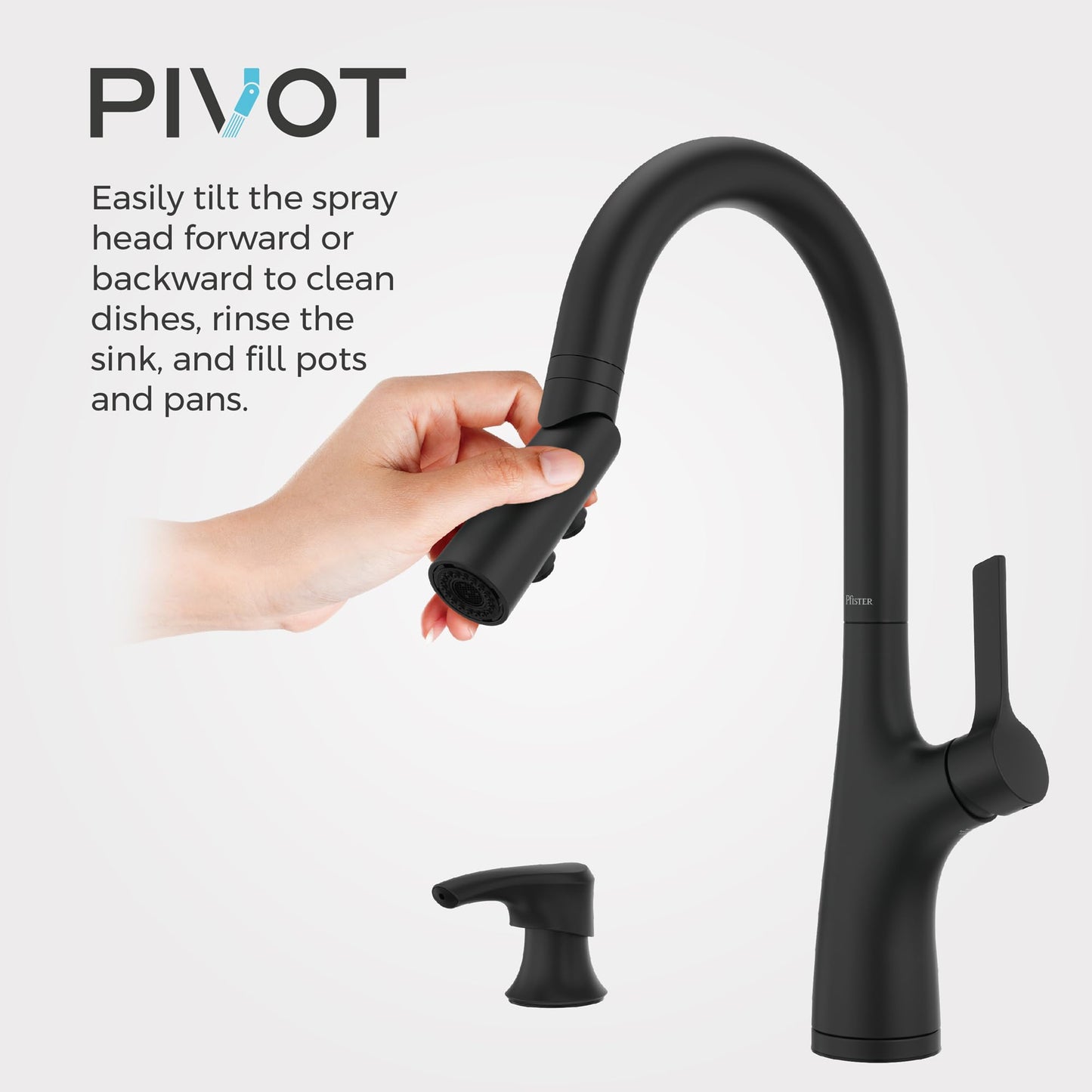 Pfister Ceylon Kitchen Faucet with Pull Down Sprayer and Soap Dispenser, Single Handle, NSF Certified, Spot Defense Matte Black Finish, F5297CLOSDB